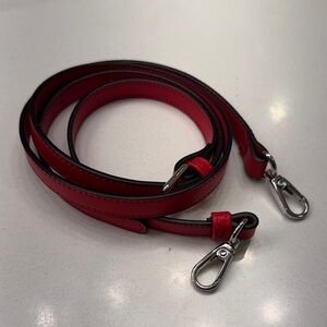 Red Leather Bag Strap with Silver Clasps